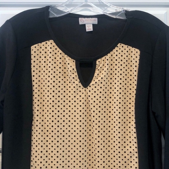 Women's cb Established 1962 Black/Tan Keyhole 3/4 Sleeve Top Size PL - Picture 3 of 7